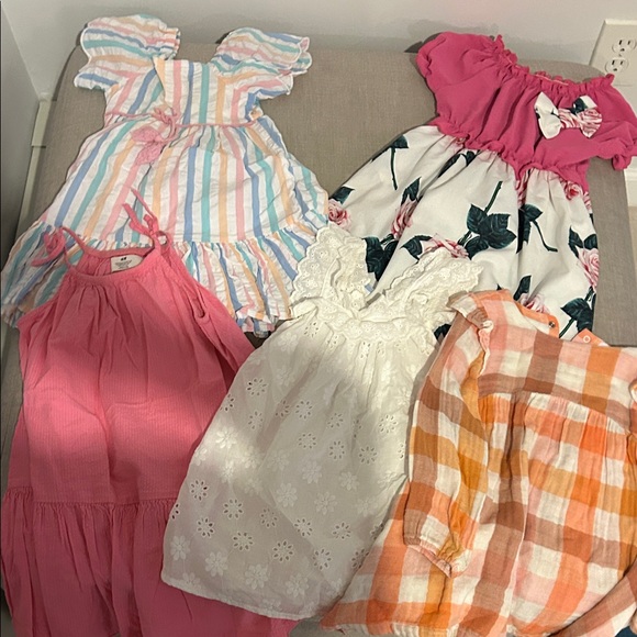 Angel Dear Orange and White Baby Garment, bundle of 5 dresses! - Picture 1 of 9